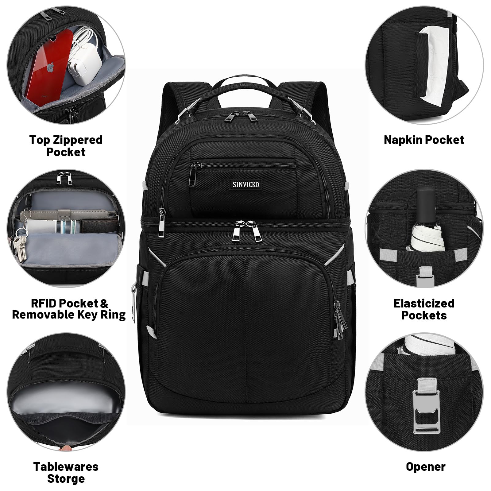 Isolierter Kühlrucksack – hält 30 Dosen heiß / kalt für bis zu 12 Stunden – wasserdichte und auslaufsichere weiche Kühltasche – isolierter Rucksack Kühler – Lunch-Rucksack für Männer und Frauen