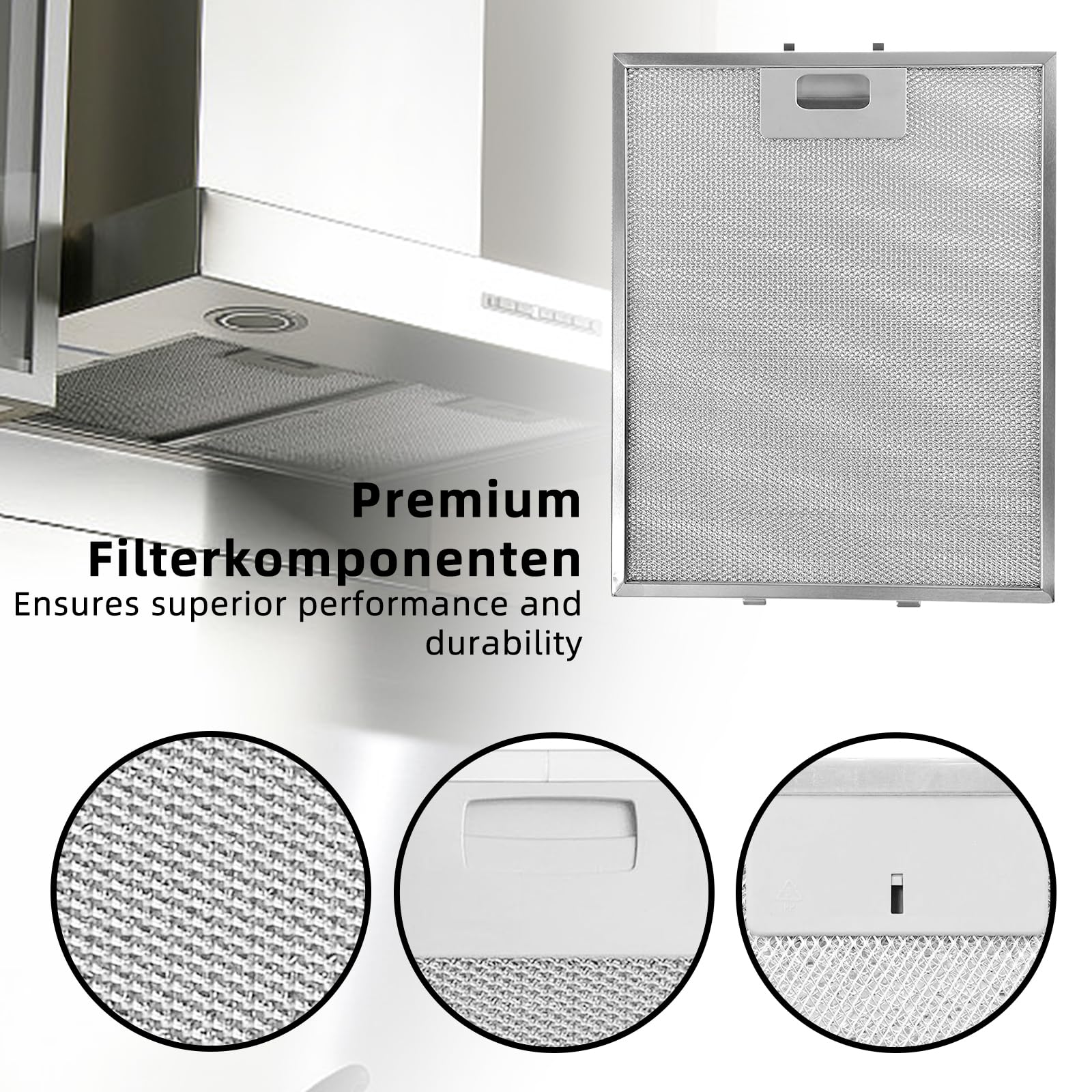 2 filtros de grasa de metal para campanas extractoras, filtro separador de aceite y gas, accesorios de cocina de aluminio, universal para campanas extractoras