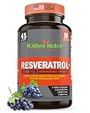 Kaibro Nutra Resveratrol 1500mg per Serving of Organic Trans-Resveratrol & Potent Antioxidants, Pure Extra Strength Complex, Anti-Aging, Radiant Skin and Immunity Support- 45 Day Supply