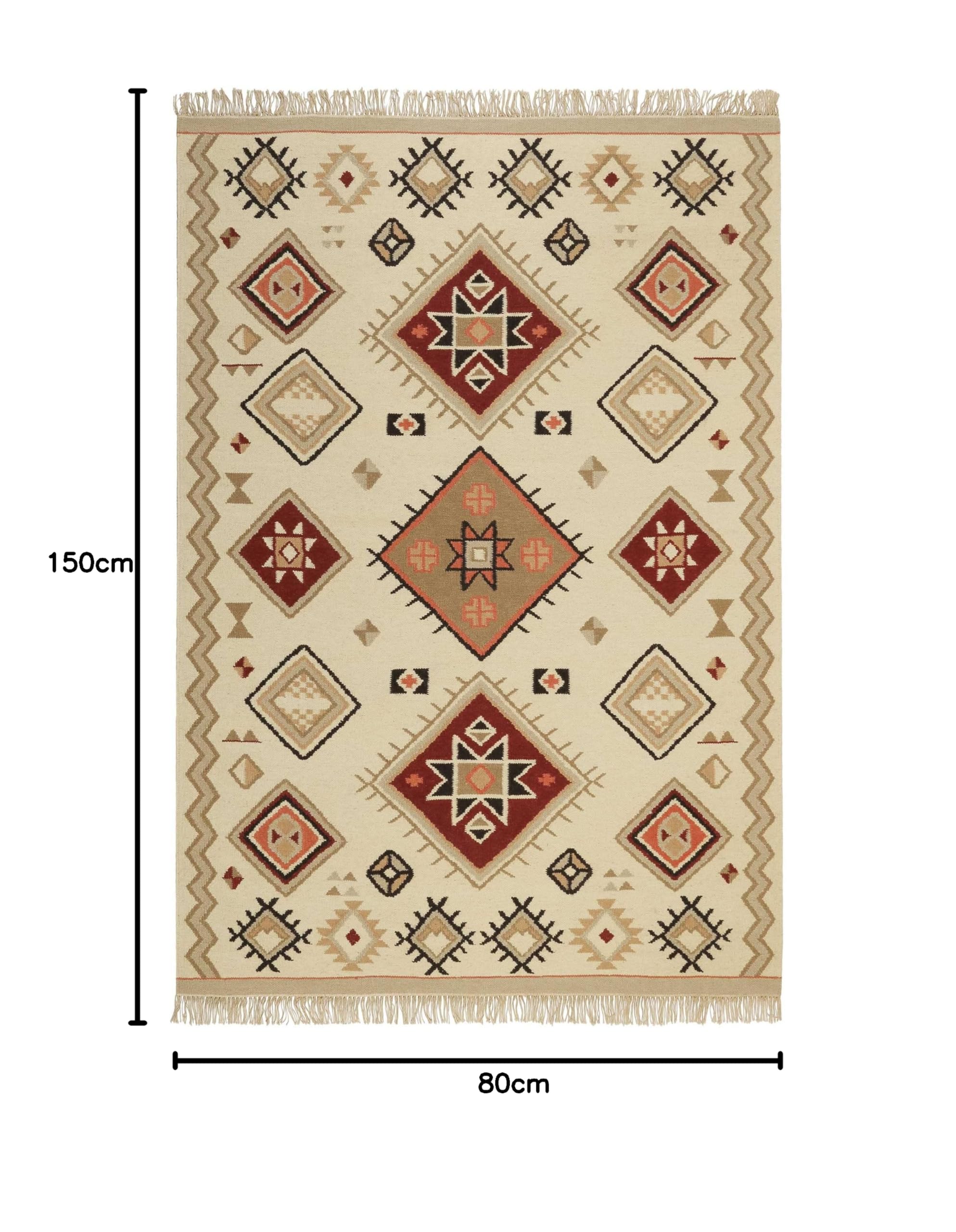 Wecon Home Brionne handgewebter Handweb-Teppich, 80 x 150 cm, beige