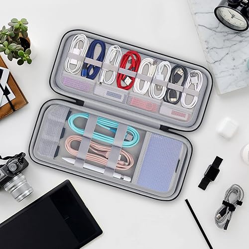 Miniatura 7 de Organizador de electrónica dura, organizador universal de cables de viaje, bolsa de almacenamiento de accesorios electrónicos grandes para adaptador
