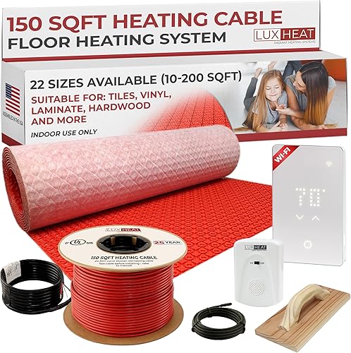 Miniatura 19 de LuxHeat Sistema eléctrico de calefacción por suelo radiante de 100 pies cuadrados - Kit de suelo eléctrico con calefacción de 120 V - Incluye