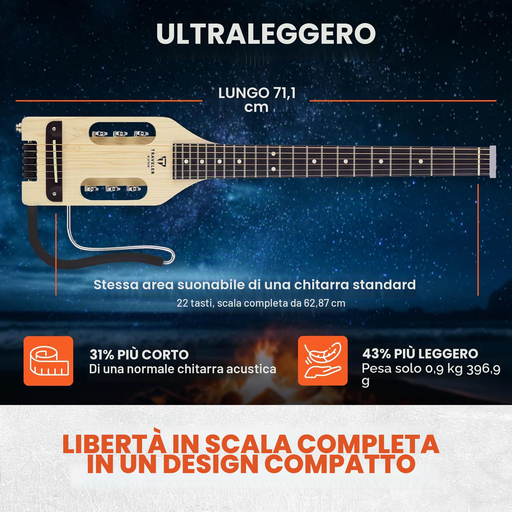 Chitarra elettroacustica Traveler Guitar Ultra-Light, acero (ULA MPS)