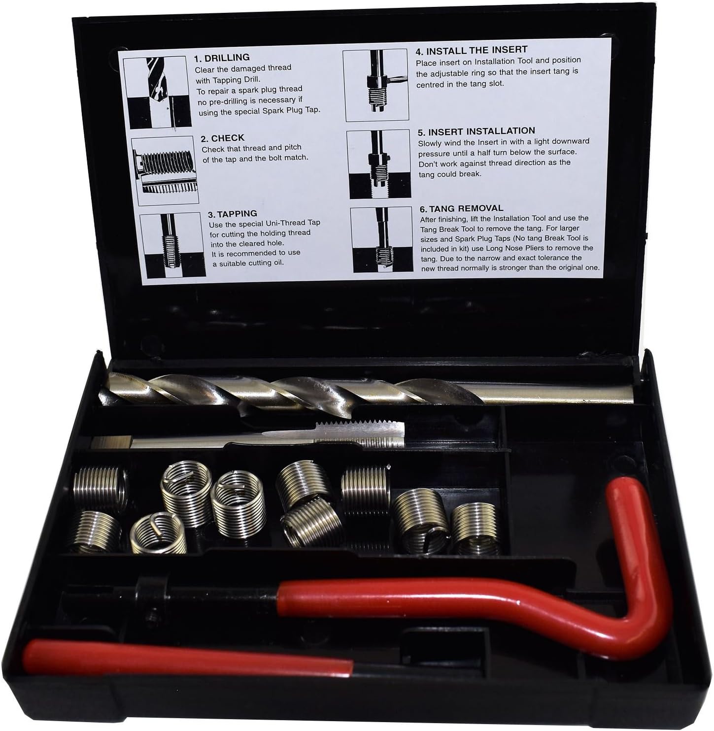 AB Tools-Unithread7/16" x 20 UNF Imperial Tap Repair Cutter Kit Helicoil Damaged Threads 14pc Kit