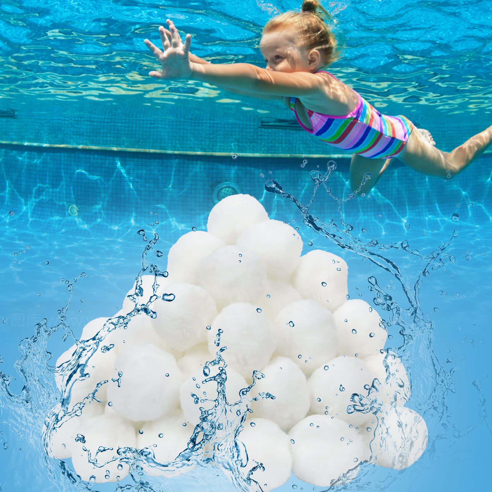 Filter Balls 2100 g di sfere filtranti, materiale filtrante sostitutivo 75 kg di sabbia per piscina, filtro a sabbia