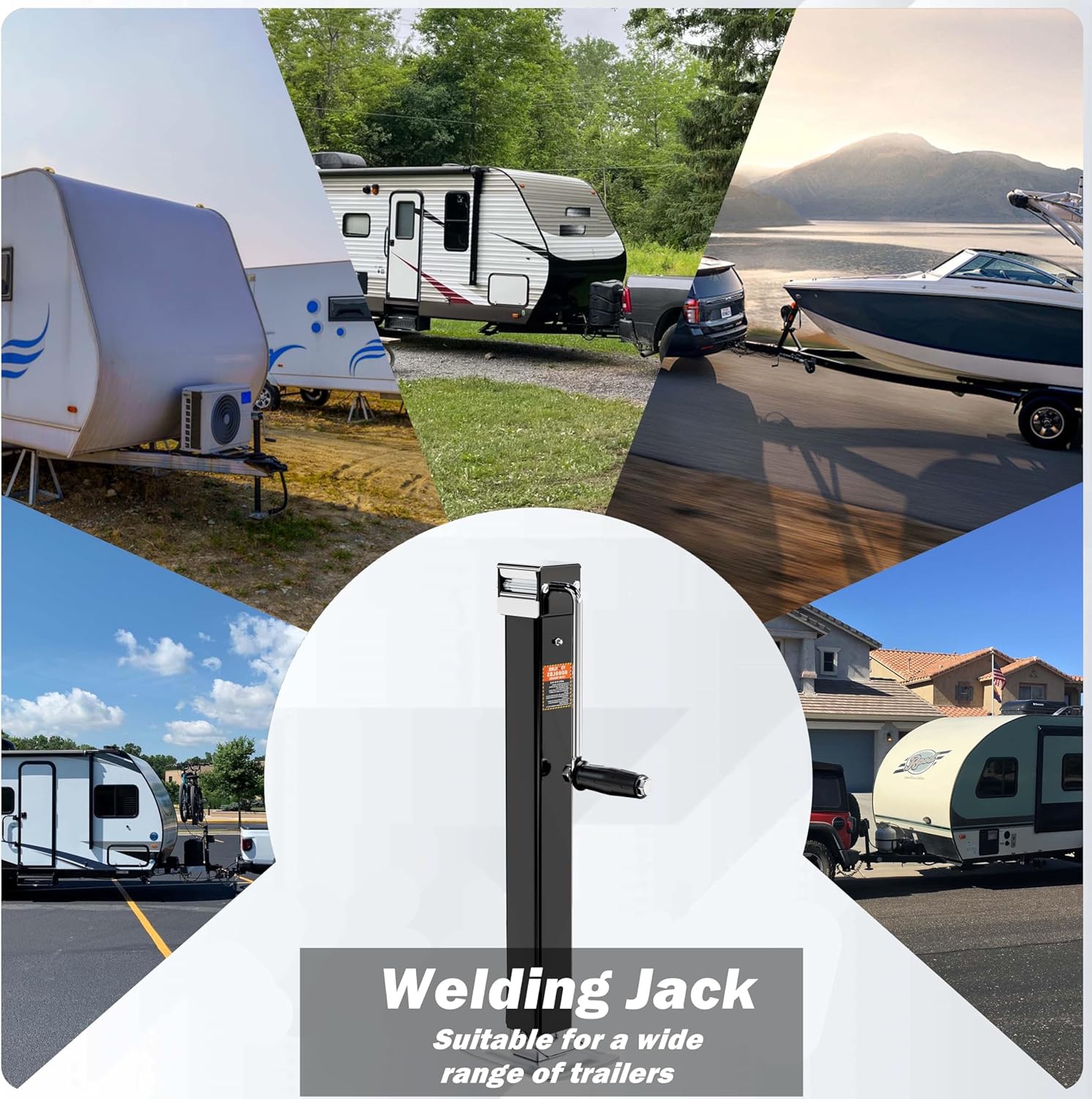 8000 lbs Heavy Duty Trailer Jack, Weld on Square Jack, 28.9" Vertical Travel, Adjustable Drop Leg, 8K Utility Trailers Jack for Yacht, Boat, RV Trailer