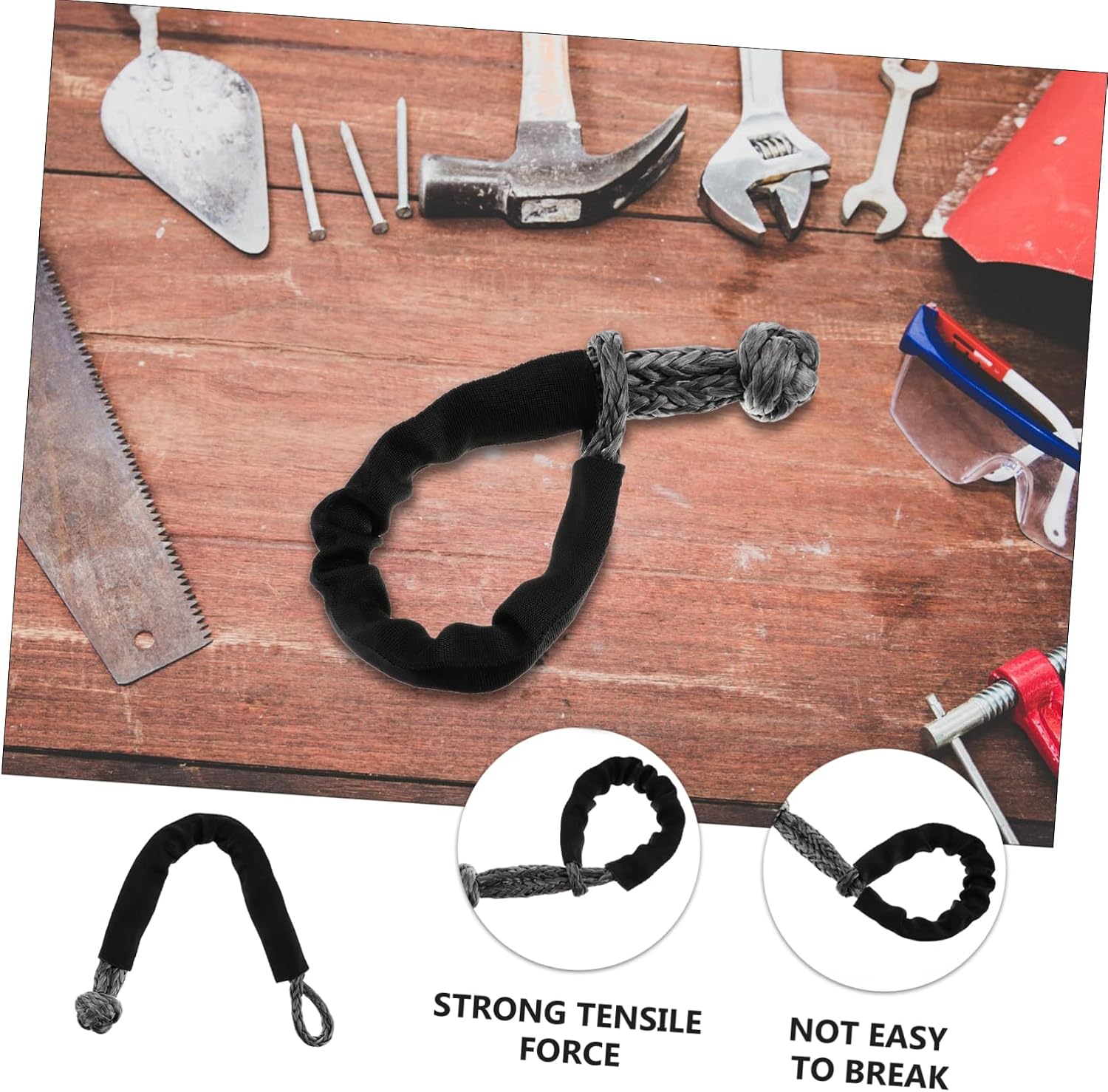 Rope High Molecular Polyethylene Material Car Flexible Shackle Towing Recovery Straps Winch Hook Connector