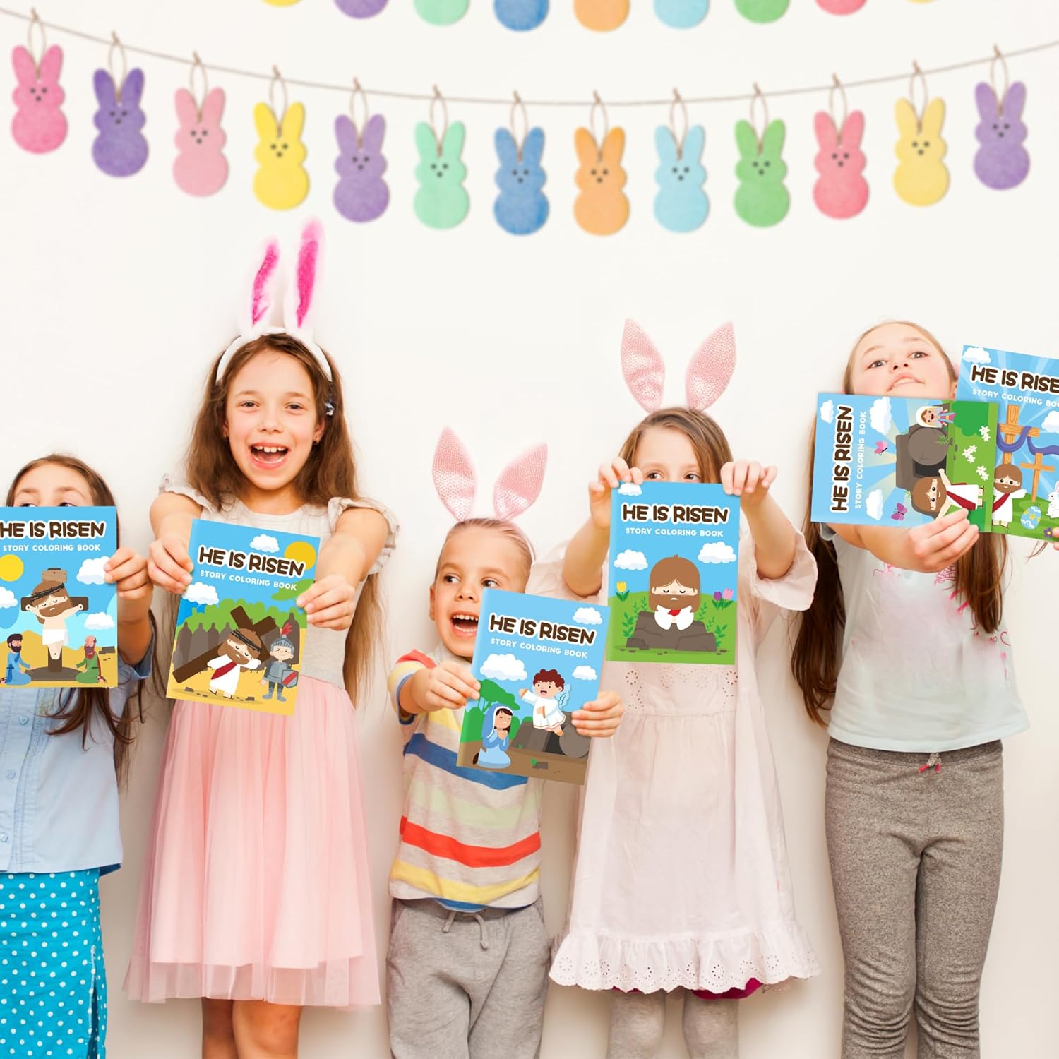 Easter Coloring Books for Kids - 24Pcs Bulk He is Risen Mini Coloring Booklet Religious DIY Art Drawing Book for Toddlers Spring Easter Holiday Party Goodie Bags Stuffers Sunday School Classroom Favor
