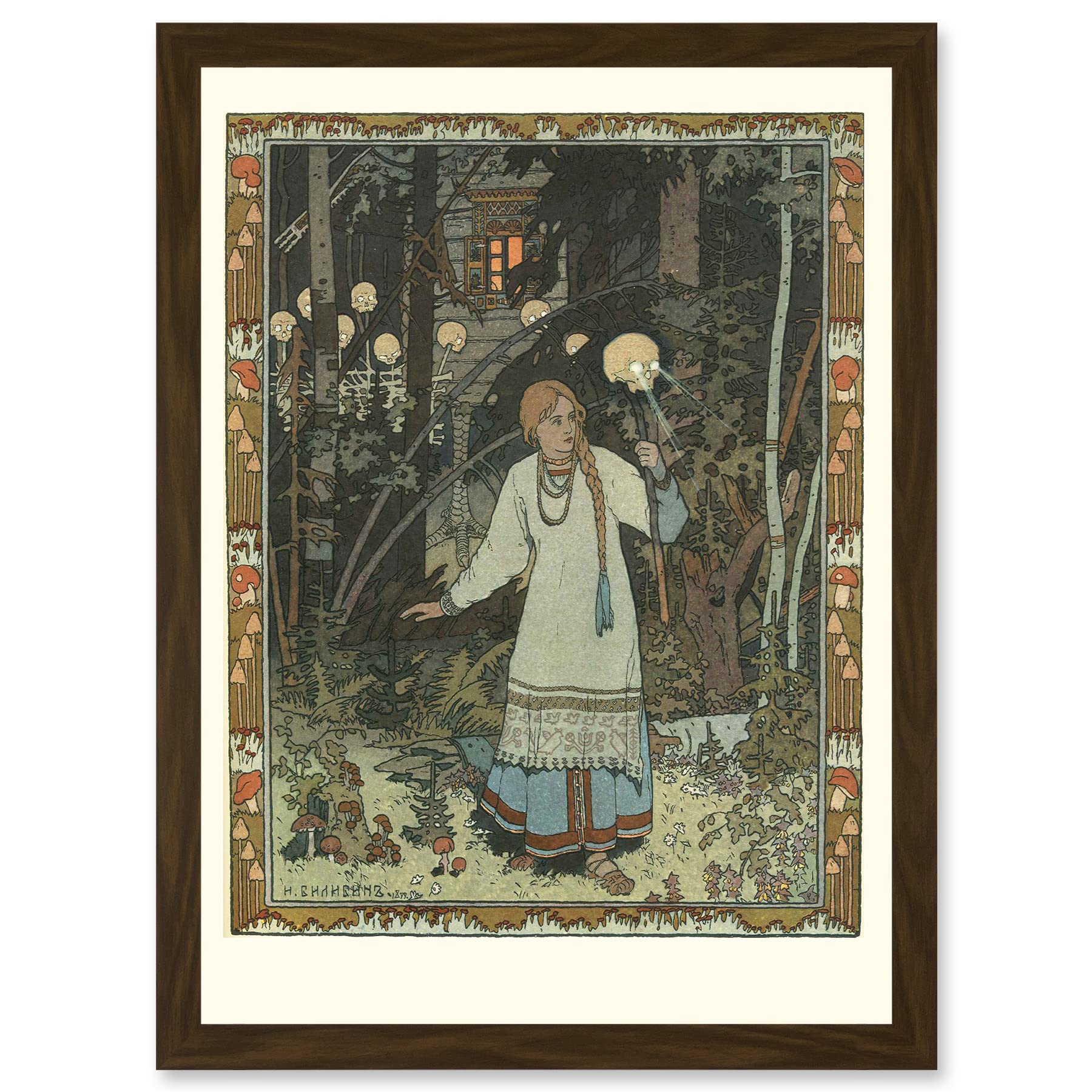 Artery8 Ivan Bilibin Illustration Fairy Tale Vasilisa Beautiful 1990 Artwork Framed Wall Art Print A4