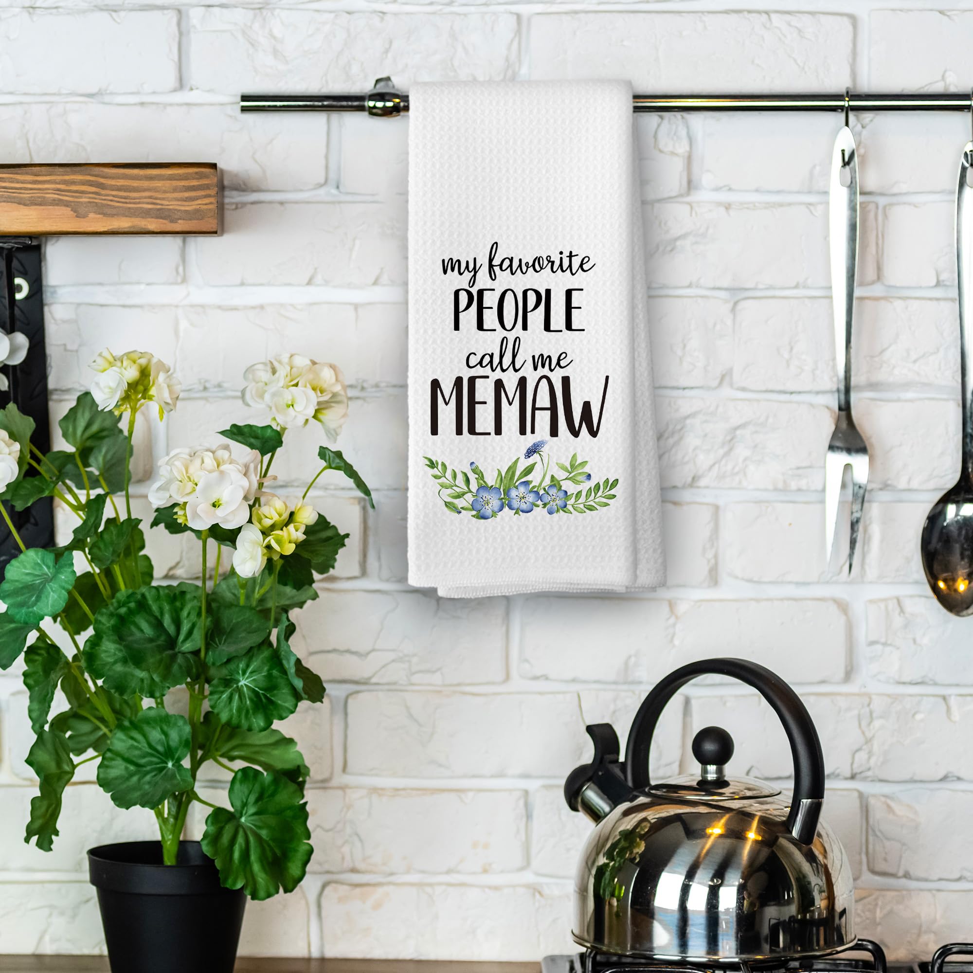 Memaw Gifts Kitchen Towels - Grandma Gifts from Grandkids Dish Towels, Rustic Grandma Mothers Day Birthday Decorative Absorbent Dishcloths Hand Towel for Kitchen Decor 16x24 Inches