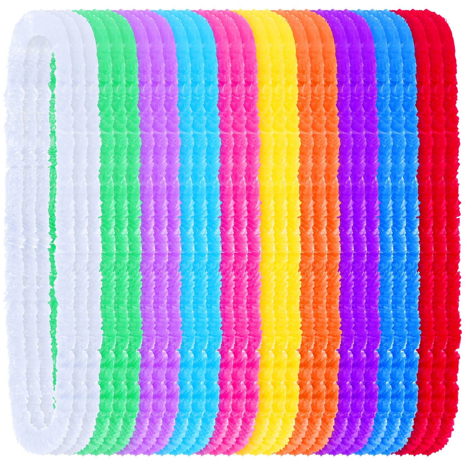 Lewtemi 200 collane Lei hawaiane in plastica con fiori vivaci, decorazioni floreali hawaiane colorate per feste a tema hawaiano, 10 colori vivaci, 91 cm