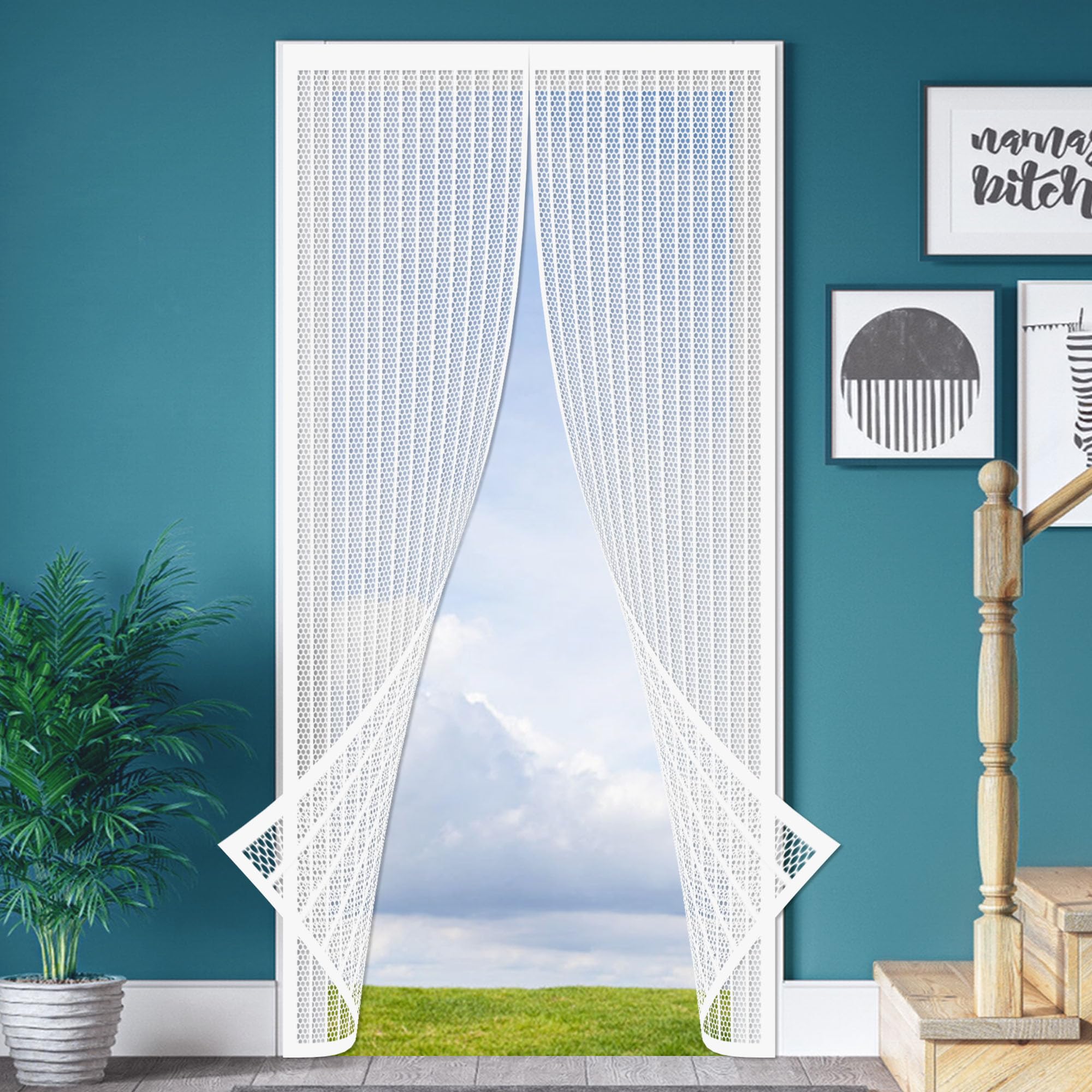 Moustiquaire magnétique porte balcon blanche pour grande baie vitrée