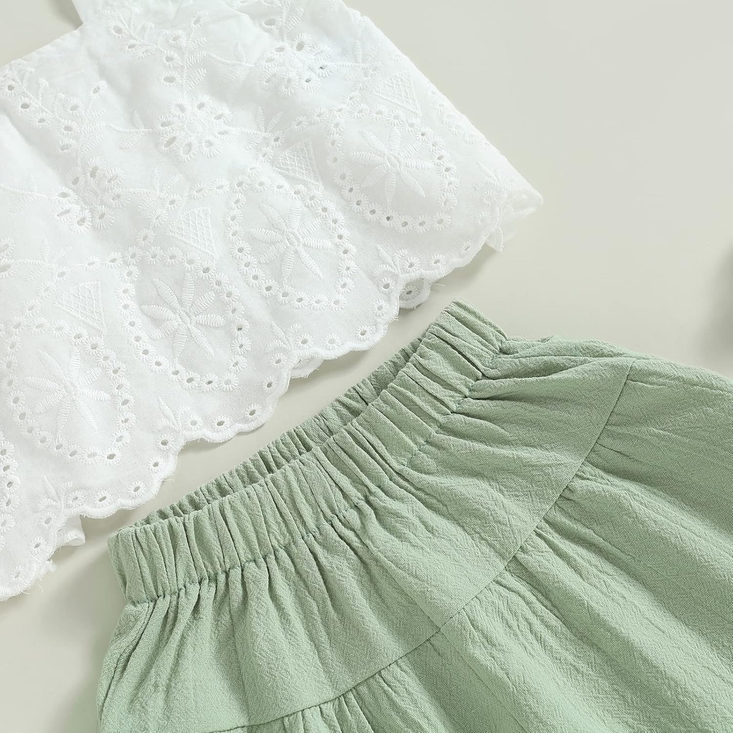 2PCS Baby Girl Sleeveless Strap Lace Crop Vest Tops + Flared Wide-Leg Pants Toddler Summer Outfits Set Clothes - Image 7