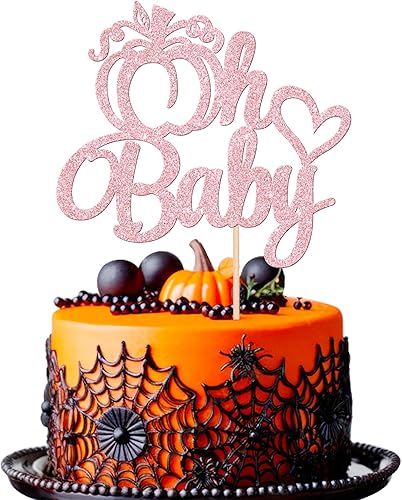 Miniatura 189 de 24 piezas de calabaza Oh Baby Cupcake Toppers Glitter Heart Feet Baby Shower Cupcake Picks para otoño, Acción de Gracias, tema de otoño, baby