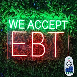 We Accept EBT Sign Neon sign led sign EBT sign for business EBT signs for store EBT led (24x16'', Green and Red)