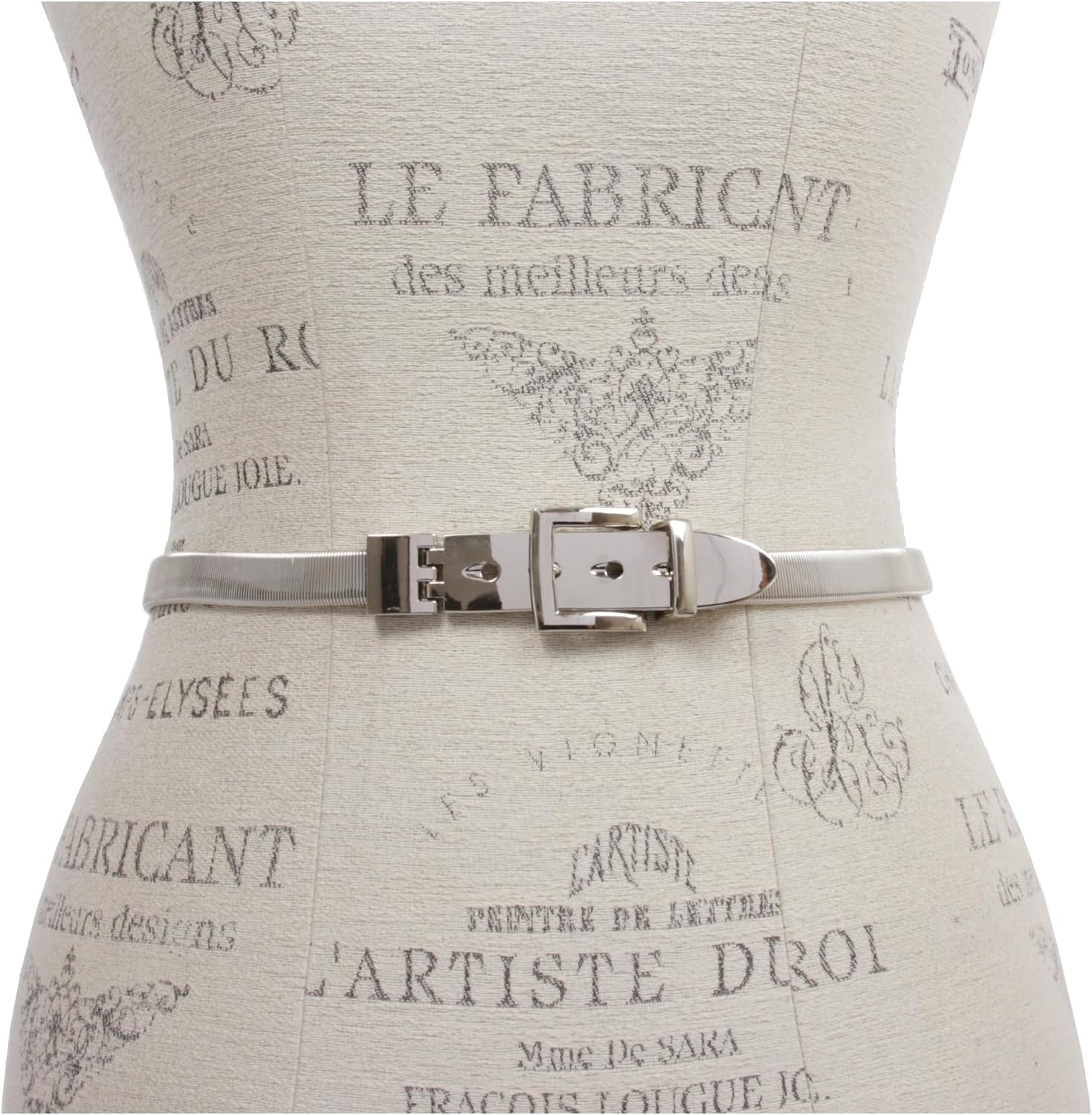 Women's Metal Elastic Belt With Square Single Prong Buckling