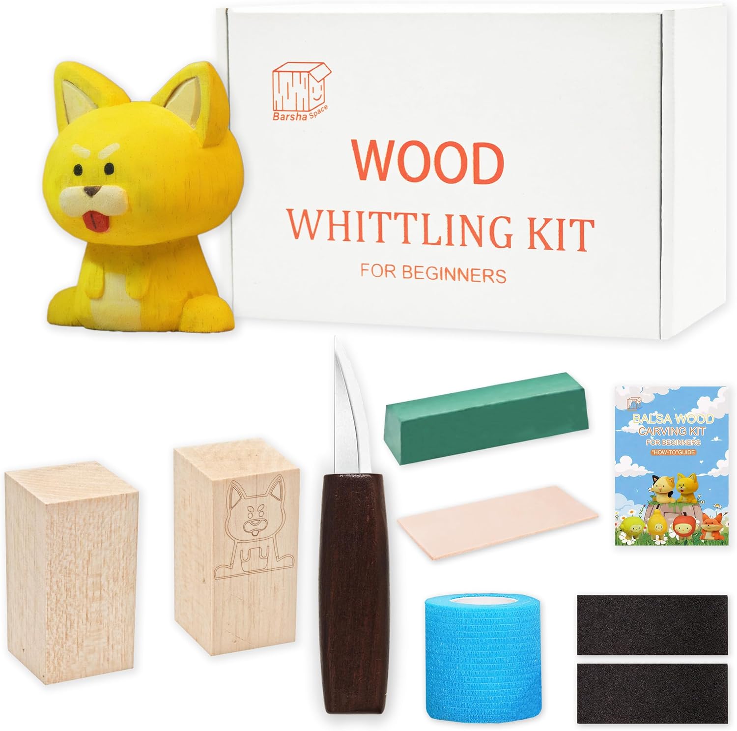 Wood Carving Kit, Small Dog Carving DIY Kits for Adults,Wood Carving Tools with 1 Wood Carving Knives 2 Balsa Blocks (Dog) style-5