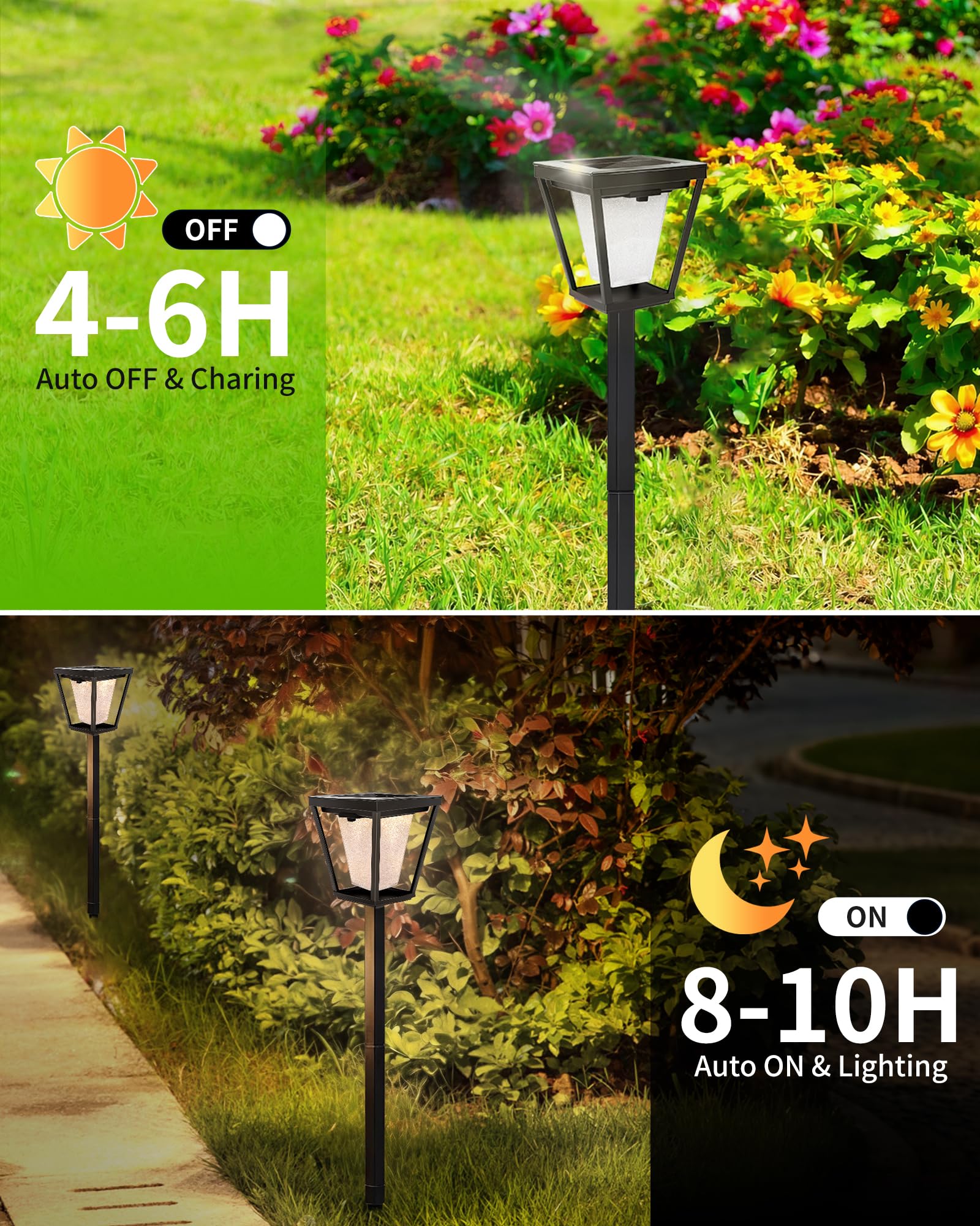 BRIMAX Pack de 10 lámparas solares para exteriores estaca, 3000 K/6000 K