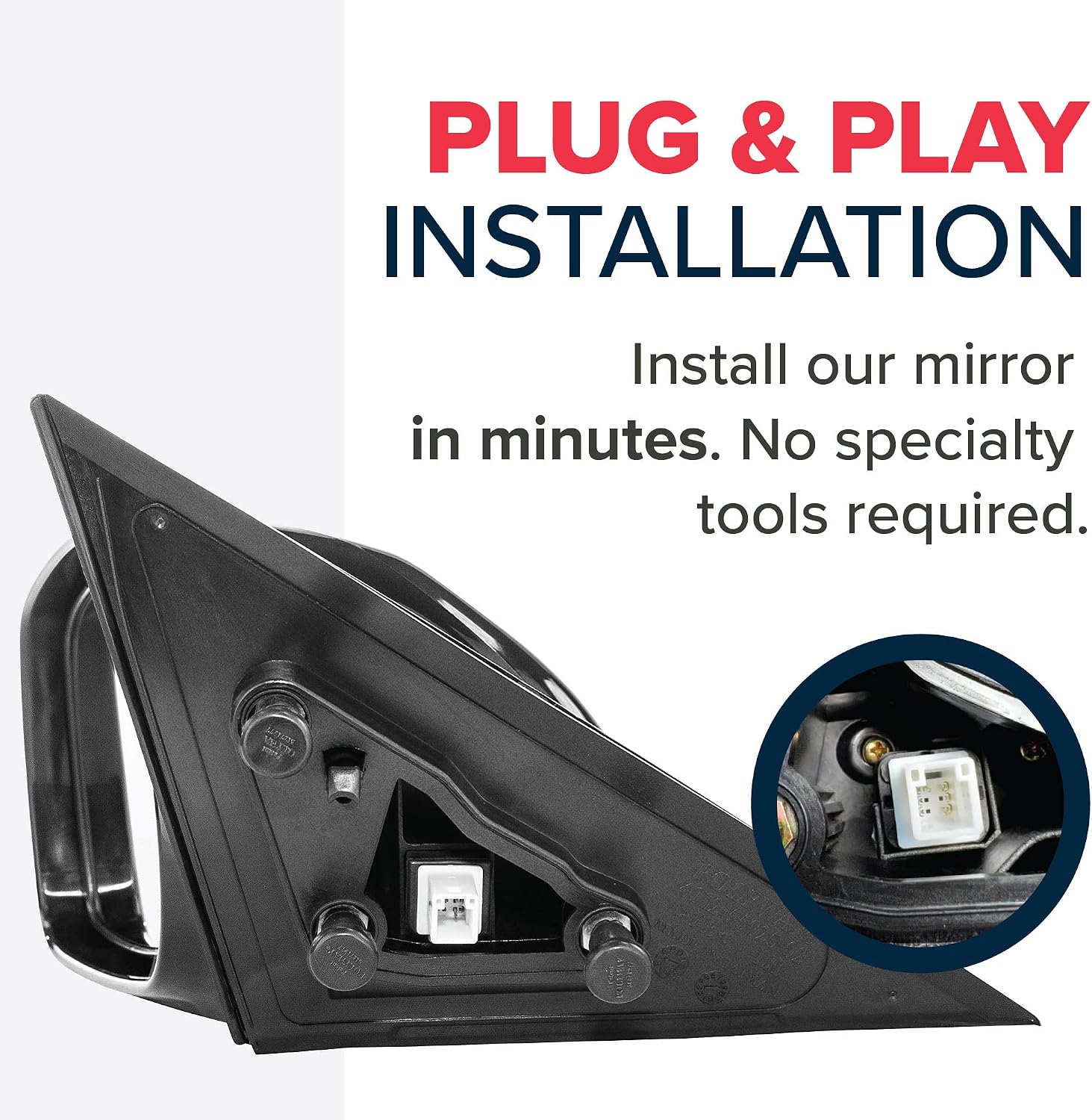 Dependable Direct Driver Side Mirror for Toyota Camry (2007 2008 2009 2010 2011) Power Adjusting Unpainted Left Non-Heated Non-Folding Outside Rear View Replacement Door Mirror - TO1320215
