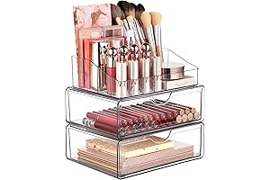 3 Tier Stackable Clear Acrylic Makeup Organizer with Drawer for Bathroom Vanity Dresser