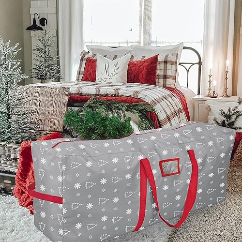 Miniatura 5 de YiYa Bolsa de almacenamiento para árbol de Navidad para árbol artificial de 7.5 pies, bolsa grande para árbol de Navidad con asas, tela Oxford 600D,