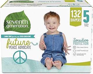 Seventh Generation Baby Diapers Size 5 Diapers Protection Diapers Chlorine Free Size 5, 132 Count