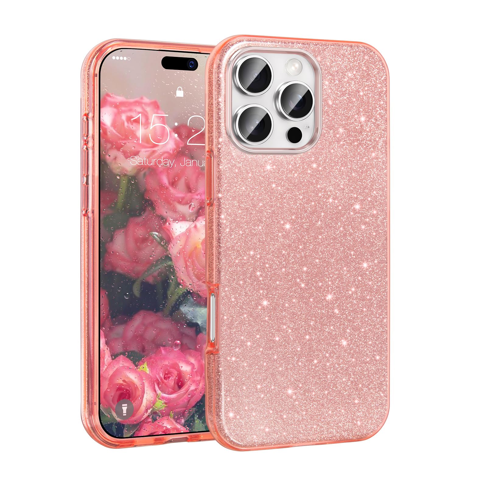 MATEPROX Compatible with iPhone 16 Pro Max Case[2024], Glitter Bling 3-Layer Shockproof Anti-Scratch Cover 6.9'' for Girls Women,Trendy Sparkle