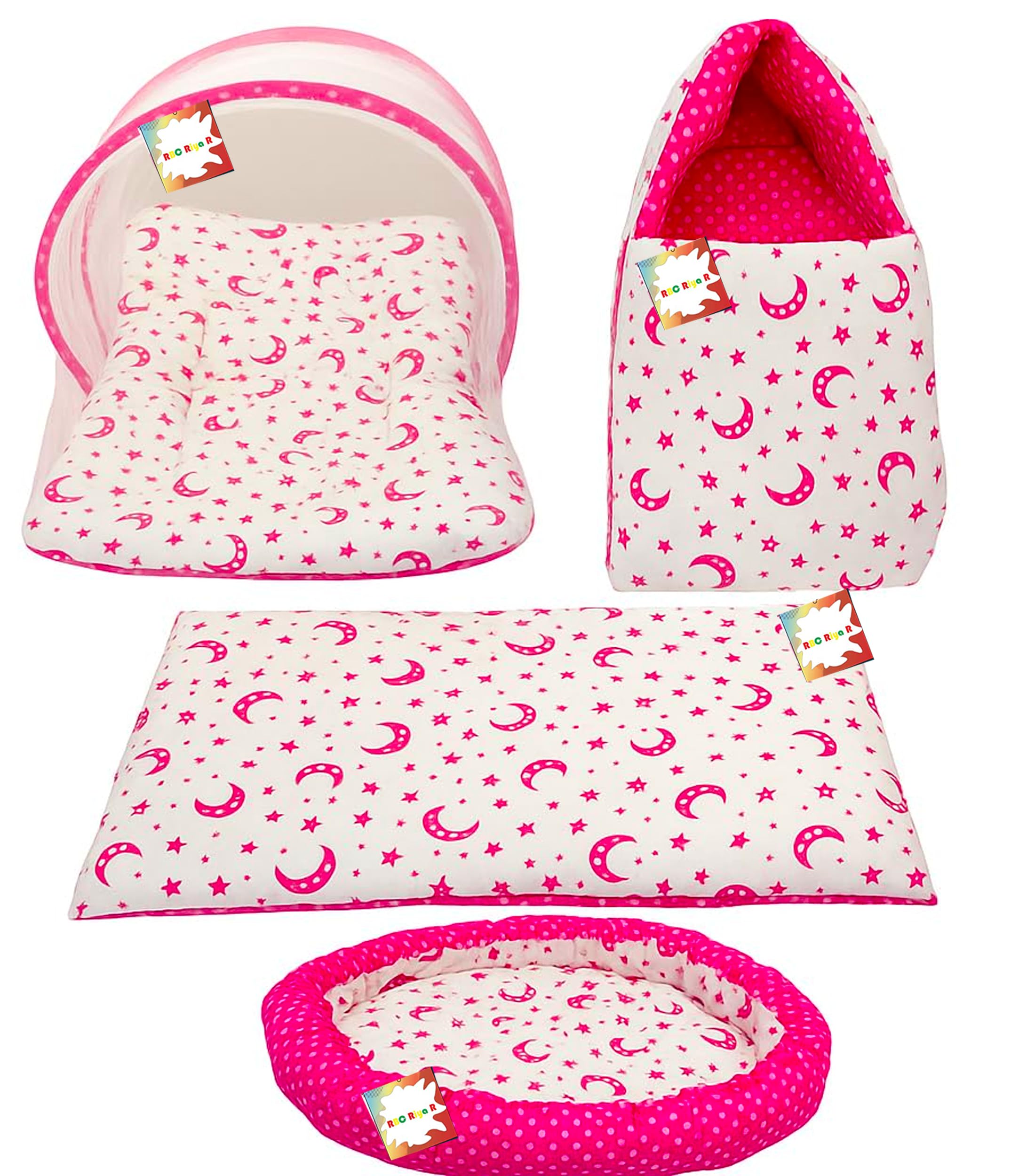 Baby Bed New Born Baby Bedding Set | Baby Bag | Carry Bag | Baby Bed | Mattress |Mosquito Net | Essentials | Carrier | Cotton (0-6 Months) (4PCS Set)