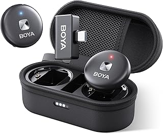 BOYA Kabelloses Lavalier-Mikrofon für iPhone 15 Android USB C PC Laptop Telefon, Geräuschunterdrückung, 15h Akku, Mini Revers Wireless Mic Podcast für Videoaufnahmen, Vlogging, Live-Streaming Omic-U-B
