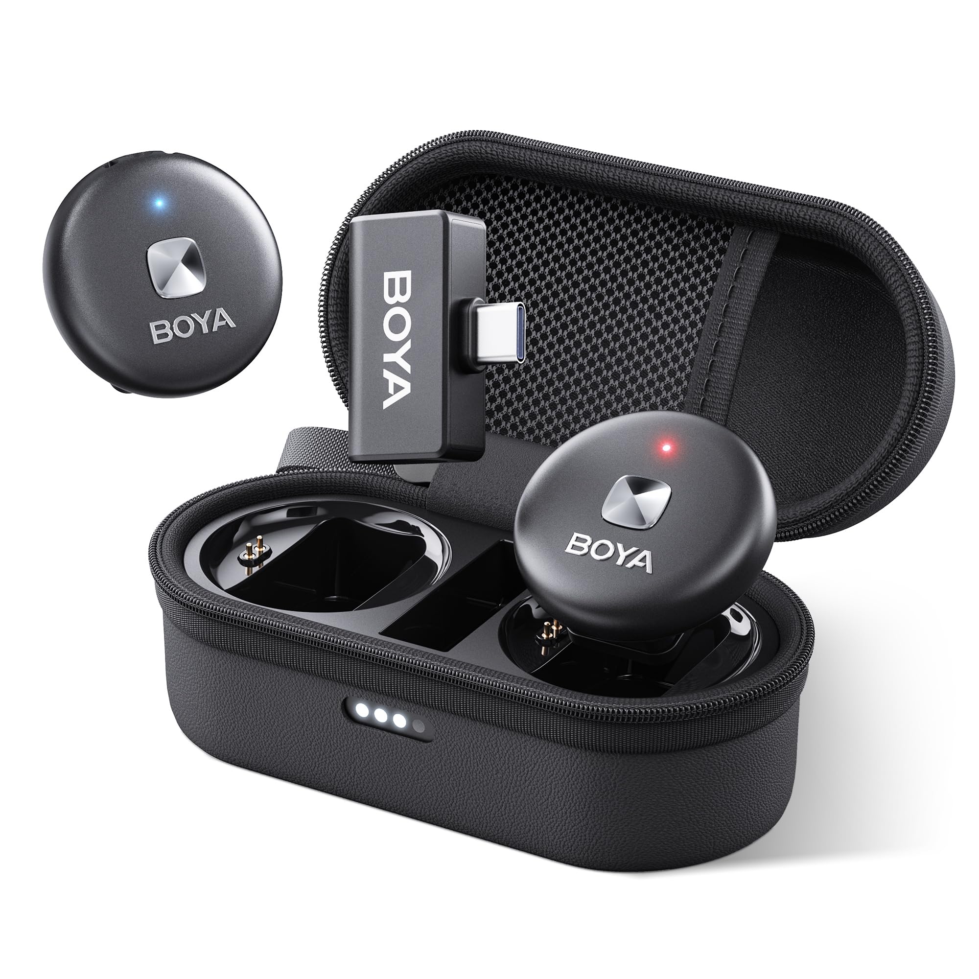 BOYAWireless Lavalier Microphone for iPhone 15 Android USB C PC Laptop Phone, Noise Cancellation, 15h Battery, Mini Lapel Wireless Mic Podcast for Video Recording, Vlogging, Live Streaming Omic-U-B