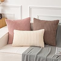 Vista 101 de UGASA - Juego de 2 fundas de almohada de terciopelo a rayas, funda decorativa para cojín con cremallera oculta para el hogar, sofá, dormitorio