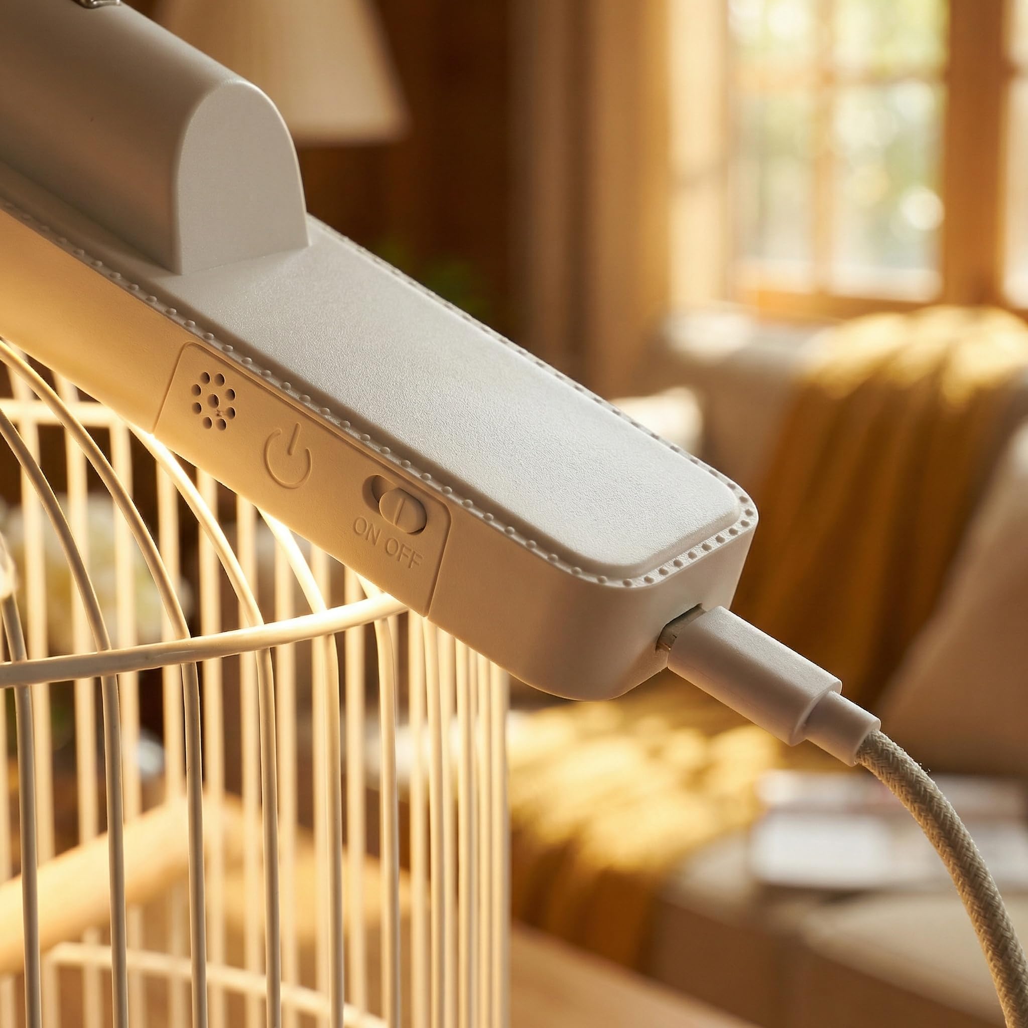 Gabbia per uccelli con luce LED a 3 modalità di colore, ricaricabile tramite USB, luminosità regolabile (senza telecomando)