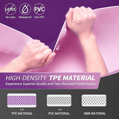 Miniatura 3 de CAMBIVO Tapete de yoga para mujeres, hombres y niños, 13, 14 y 25 pulgadas, extra grueso, antideslizante, 72 x 24 pulgadas, tapete de yoga de