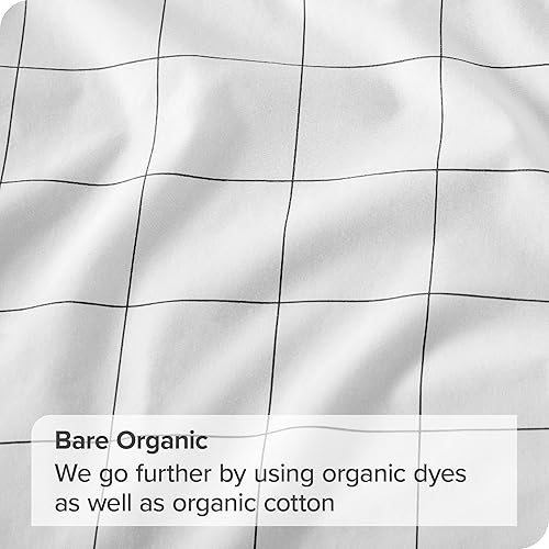 Miniatura 4 de Bare Home Juego de sábanas y fundas de almohada de 100 % algodón orgánico, tejido percal fresco, ligero y transpirable, sábanas y fundas de almohada