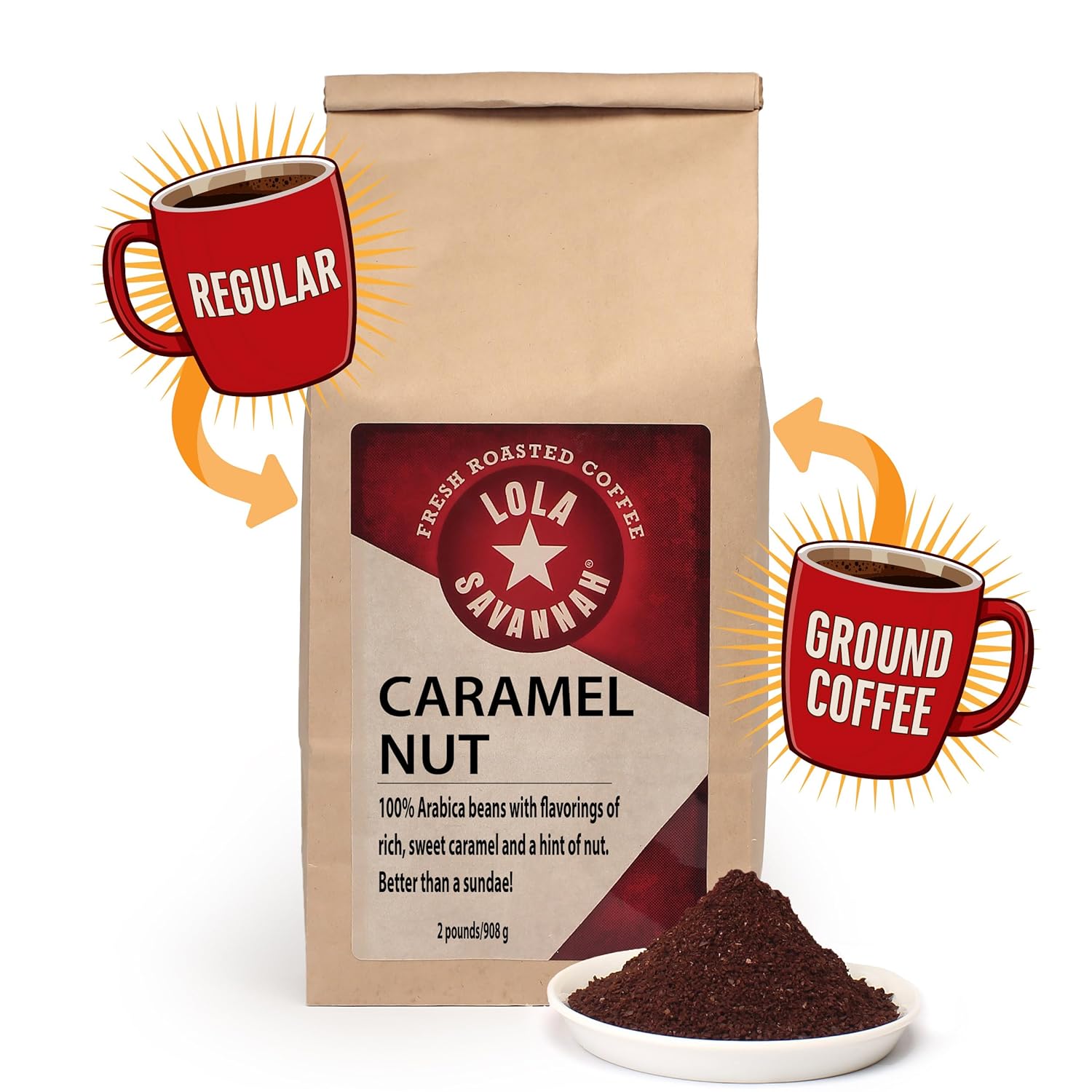 Lola Savannah Caramel Nut Ground Caffeinated Coffee, 2lb