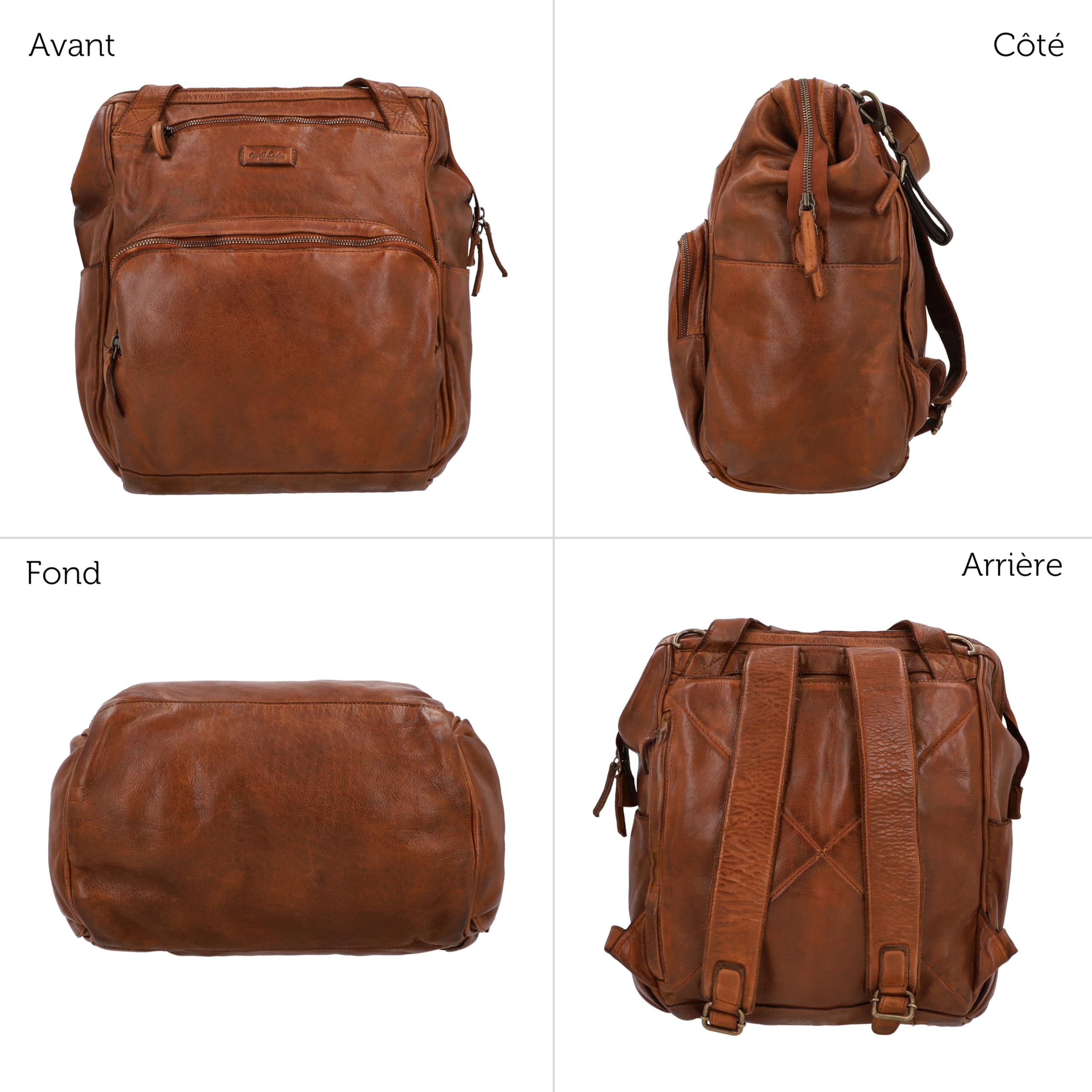 Gusti Leder Sac À Dos À Langer Carina - Sac À Langer Unisexe En Cuir Véritable Avec De Nombreux Compartiments, Porte-Biberon, Sac À Dos Pour Bébé Pour Femmes Et Hommes