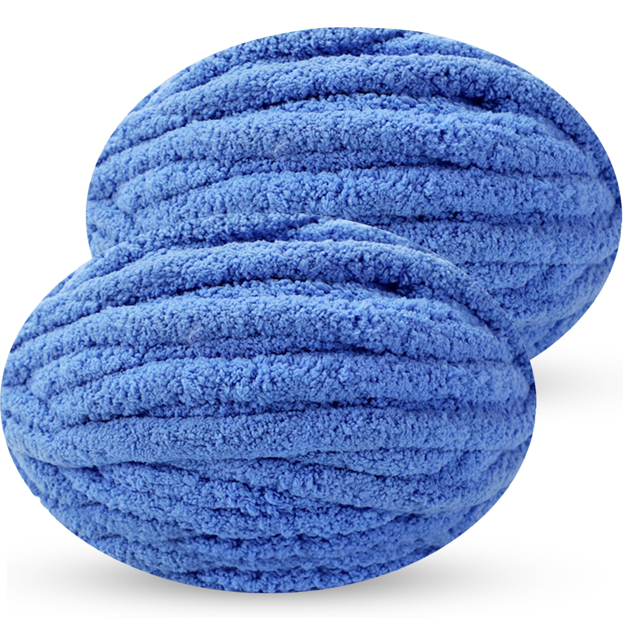 DISDADA Chunky Yarn for Hand Knitting 2 Γ 250g, Fluffy Thick Jumbo Wool Yarn Blanket (Blue)