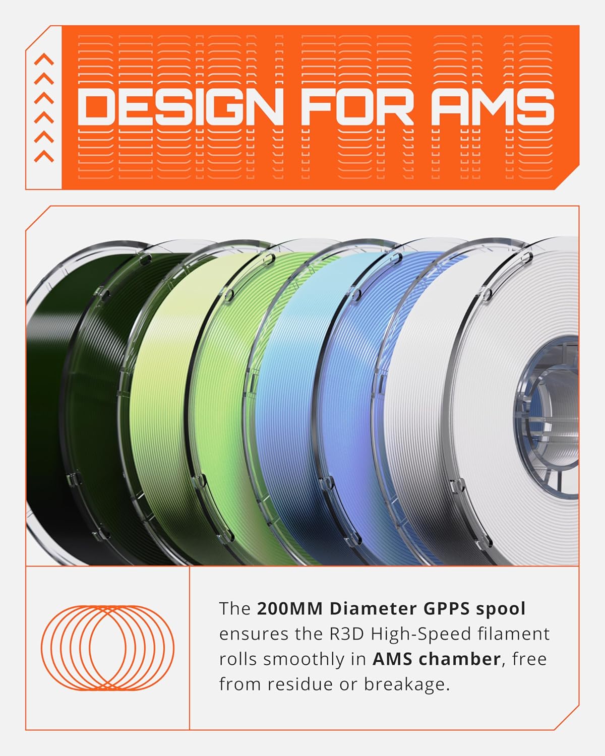 R3D High Speed PLA Pro Filament 1.75mm 1KG, 3D Printer Filament for 30-600 mm/s High-Speed Printing, Dimensional Accuracy +/- 0.02 mm, Plastic Spool, Compatible with AMS (Orange) - Image 5