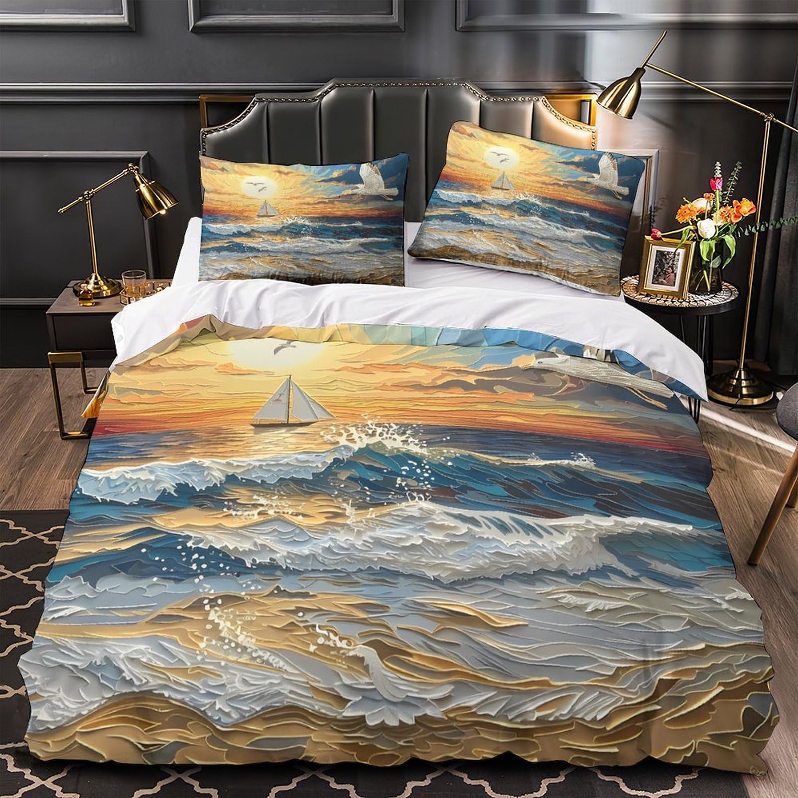 Housse de couette fermeture éclair 220x240 super douce en microfibre 3D