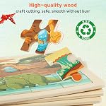 SYNARRY Wooden Dinosaur Puzzles for Kids 3-5, 4 Packs 24 Pieces Jigsaw Puzzles, Dinosaur Toys Preschool Educational Brain Teaser Boards, Games for 3 4 5 6 Year Old Boys Girls