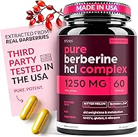 Vista 1 de Suplemento de berberina de 1250 mg Potentes cápsulas botánicas para controlar el peso con melón amargo y hoja de banaba - HCl de extracto