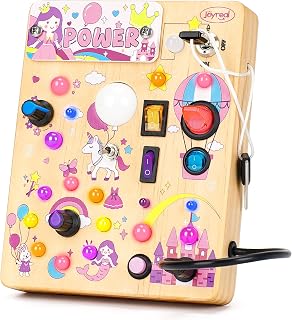 Joyreal モンテッソーリ ビジーボード 知育玩具 1 2 3歳誕生日プレゼント男の子 女の子 知育玩具 LED おもちゃ 指先知育 早期開発 (女の子のテーマ)