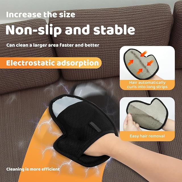 Foto 4 de 7 de BAODBF 4 guantes electrostáticos para eliminar el pelo de animales, reutilizables, antideslizantes