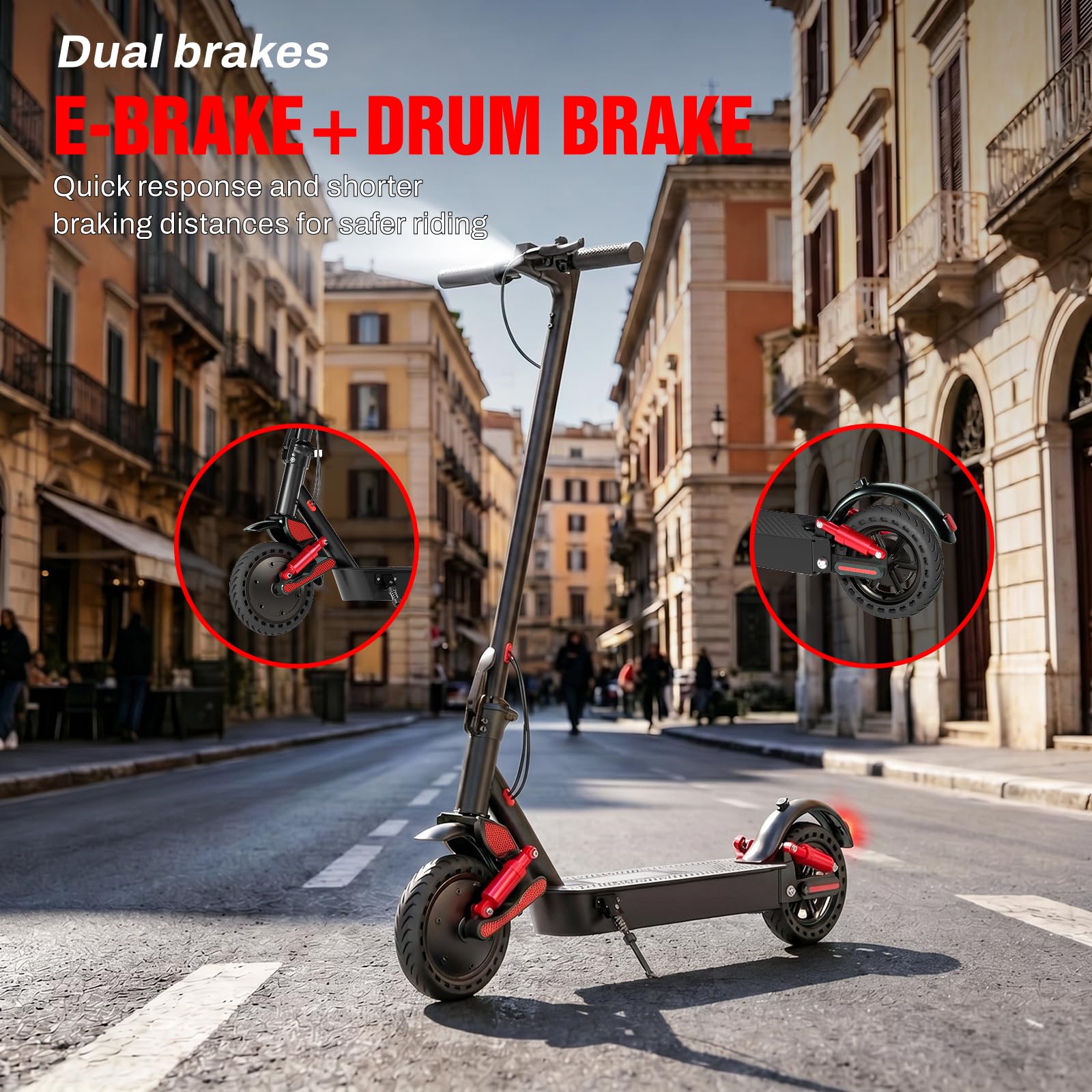 HX D06 Monopattino Elettrico Adulto,Doppi ammortizzatori,Scooter Elettrico Pieghevole,Motore 500W,16/25ah,25 Km/h,30-70Km di Autonomia,8.5" Pneumatici Solidi,Freno posteriore,APP
