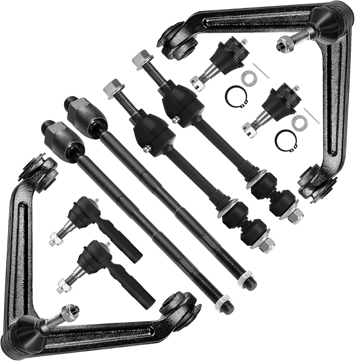 10PCS Front Control Arm and Ball Joint Sway Bar Tie Rod Suspension Kit Fits Dodge Ram 1500 2002 2003 2004 2005 K7424 K7411 ES3538 EV407 K7400