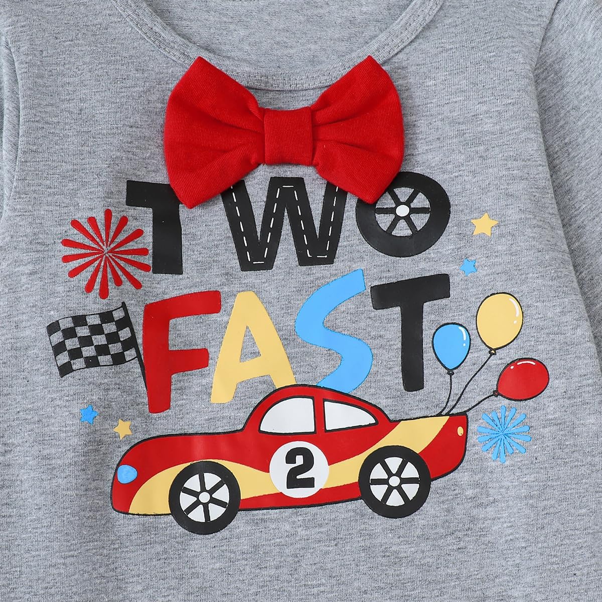Baby Boy Two Fast Birthday Outfit Toddler 2nd Birthday Clothes Long Sleeved Overalls