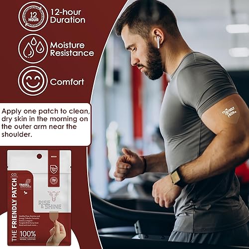 Miniatura 4 de The Friendly Patch Rise & Shine - Parches de rendimiento de resistencia para hombres con Tongkat Ali-Longjack, Horny Goat Weed, Tribulus Terrestris,