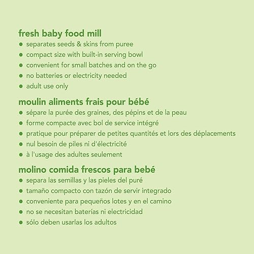 Miniatura 5 de green sprouts Fresco molino de alimentos para bebés: hace puré fácilmente alimentos para bebés, separa semillas y pieles, tamaño compacto, no