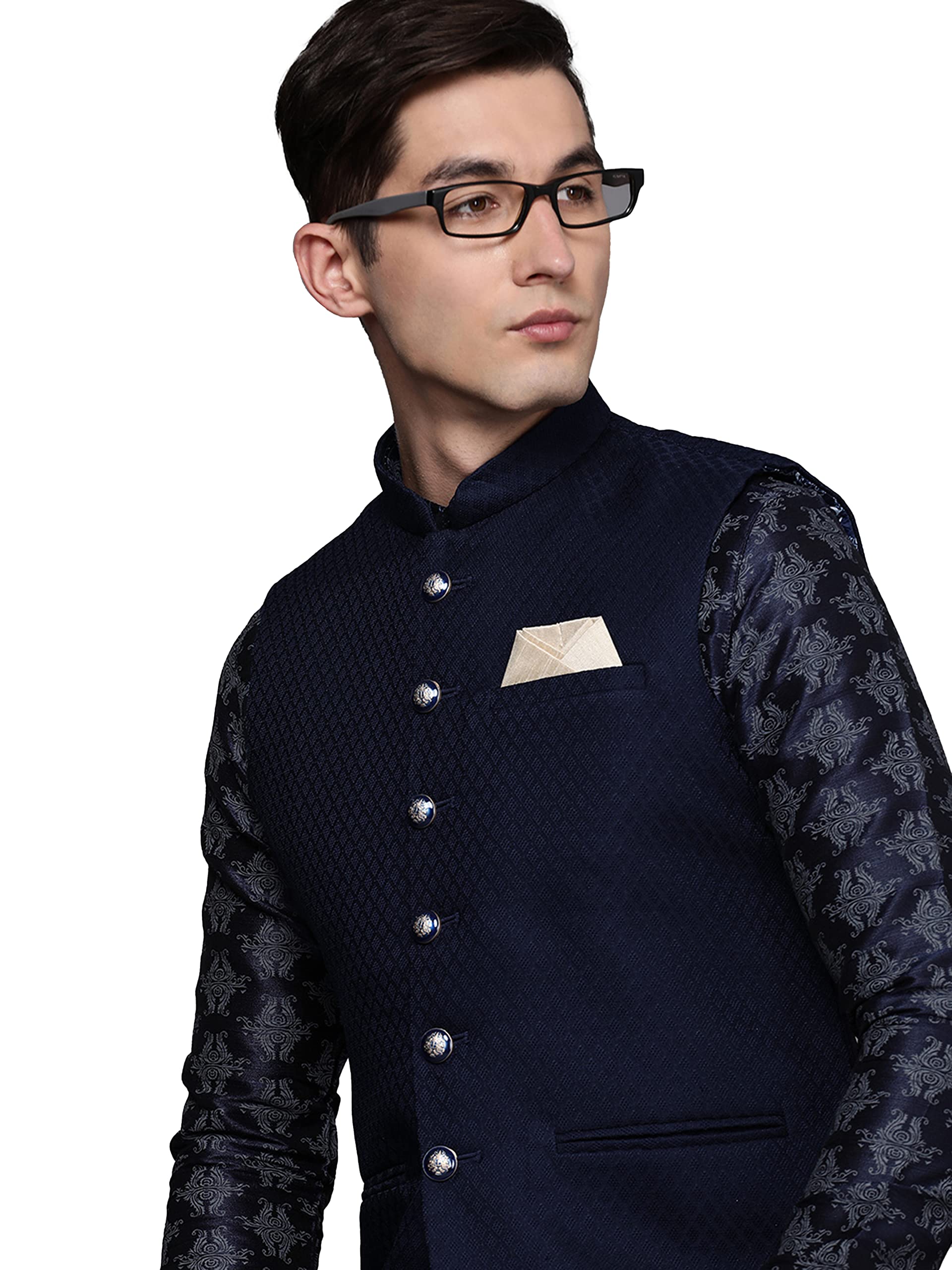 manyavar Men's Blended Viscose Sleevless Nehru Jacket-picture-43