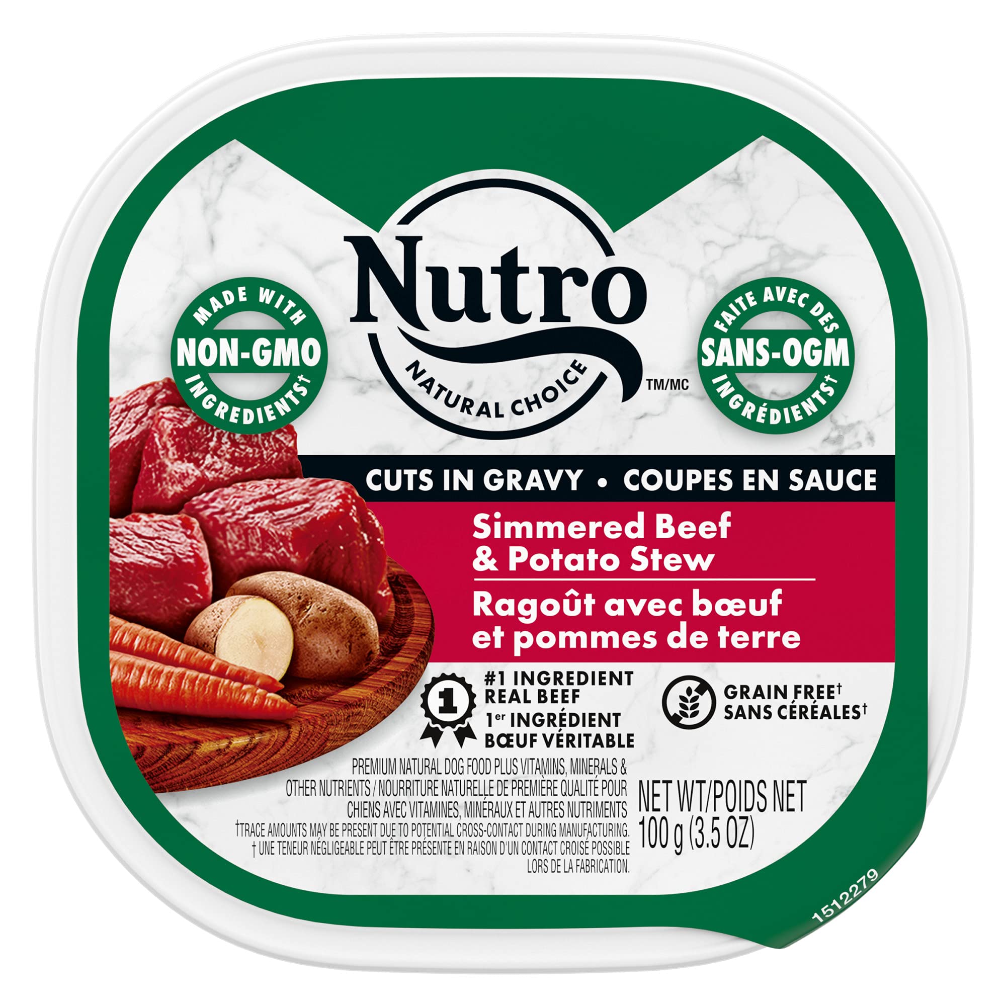 NUTRO Natural Choice Adult Wet Dog Food Cuts in Gravy Grain Free, Simmered Beef & Potato Stew, 100g Tray (24 Pack)